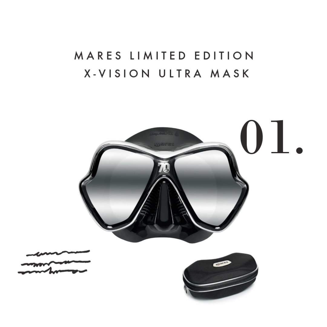 Mares Limited Edition X-Vision Ultra Mask with Chrome Plated Frame and Zippered Mask Case